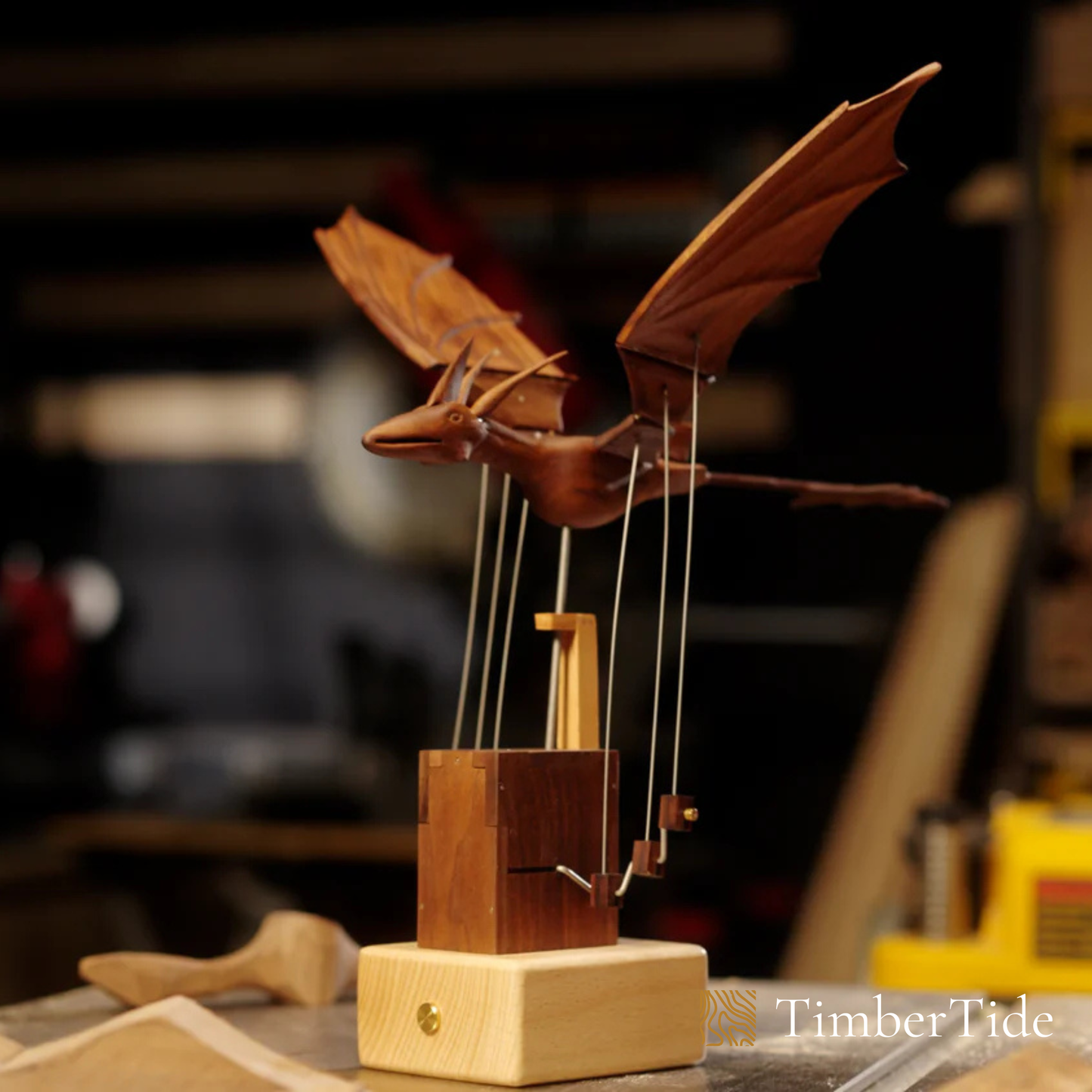 Handcrafted Wooden Dragon Automaton