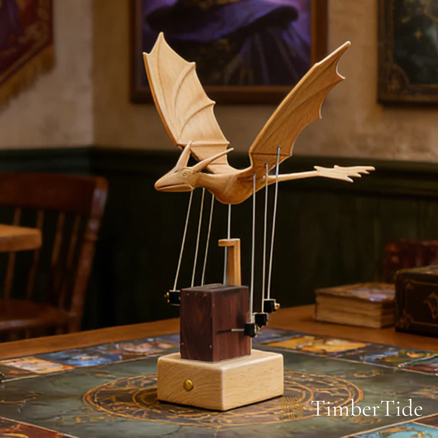 Handcrafted Wooden Dragon Automaton