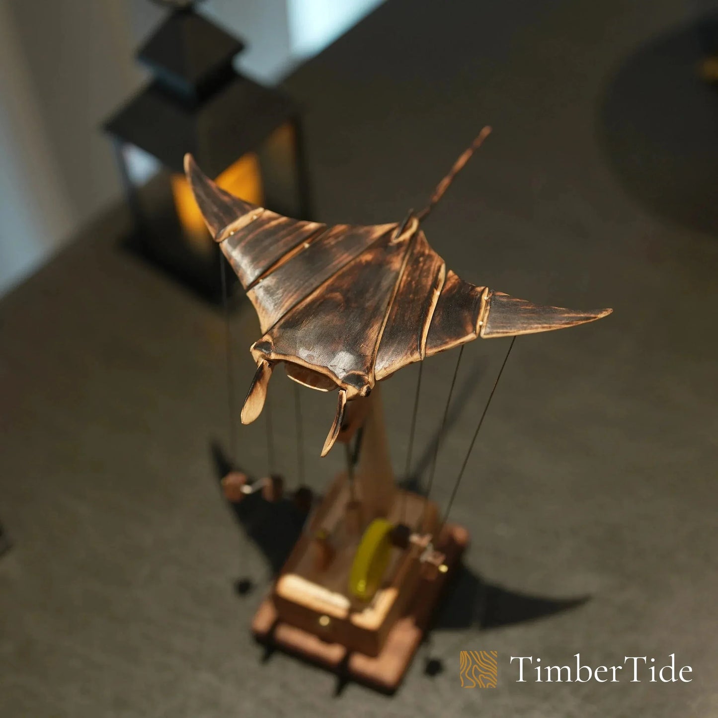 Handcrafted Wooden Manta Ray Automaton - TimberTide