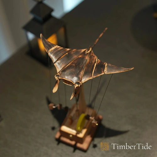 Handcrafted Wooden Manta Ray Automaton - TimberTide
