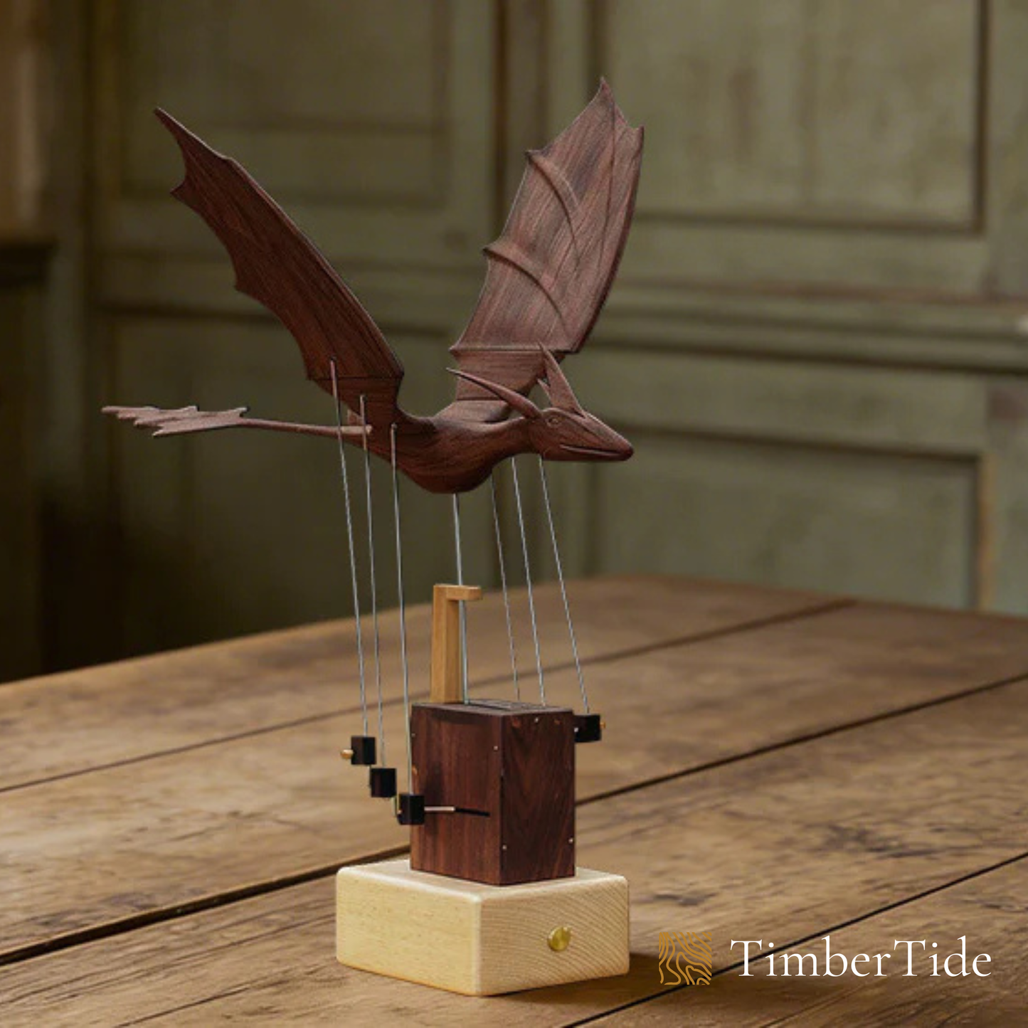 Handcrafted Wooden Dragon Automaton