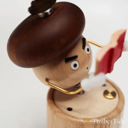 Hand-carved wooden mushroom sculpture close-up