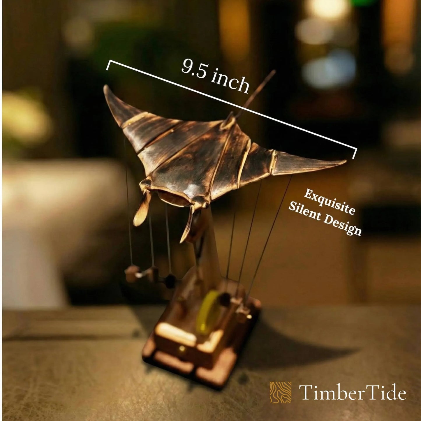 Handcrafted Wooden Manta Ray Automaton - TimberTide