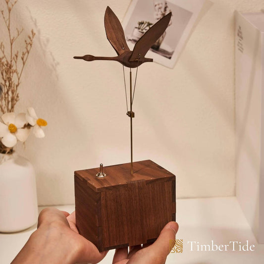 Handcrafted Walnut Swan Automaton