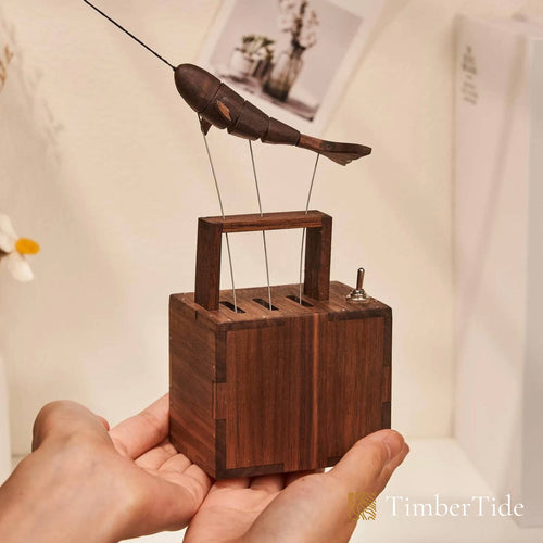 Handcrafted Walnut Whale Automaton