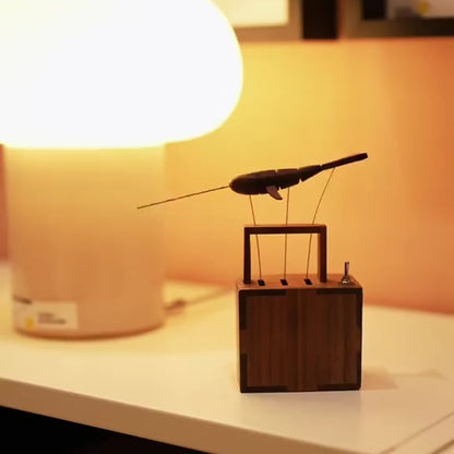 Handcrafted Walnut Whale Automaton