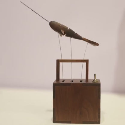 Handcrafted Walnut Whale Automaton