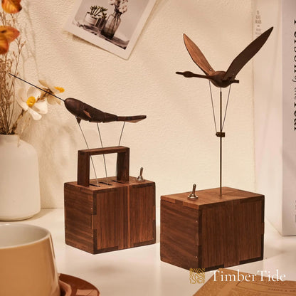 Handcrafted Walnut Swan Automaton
