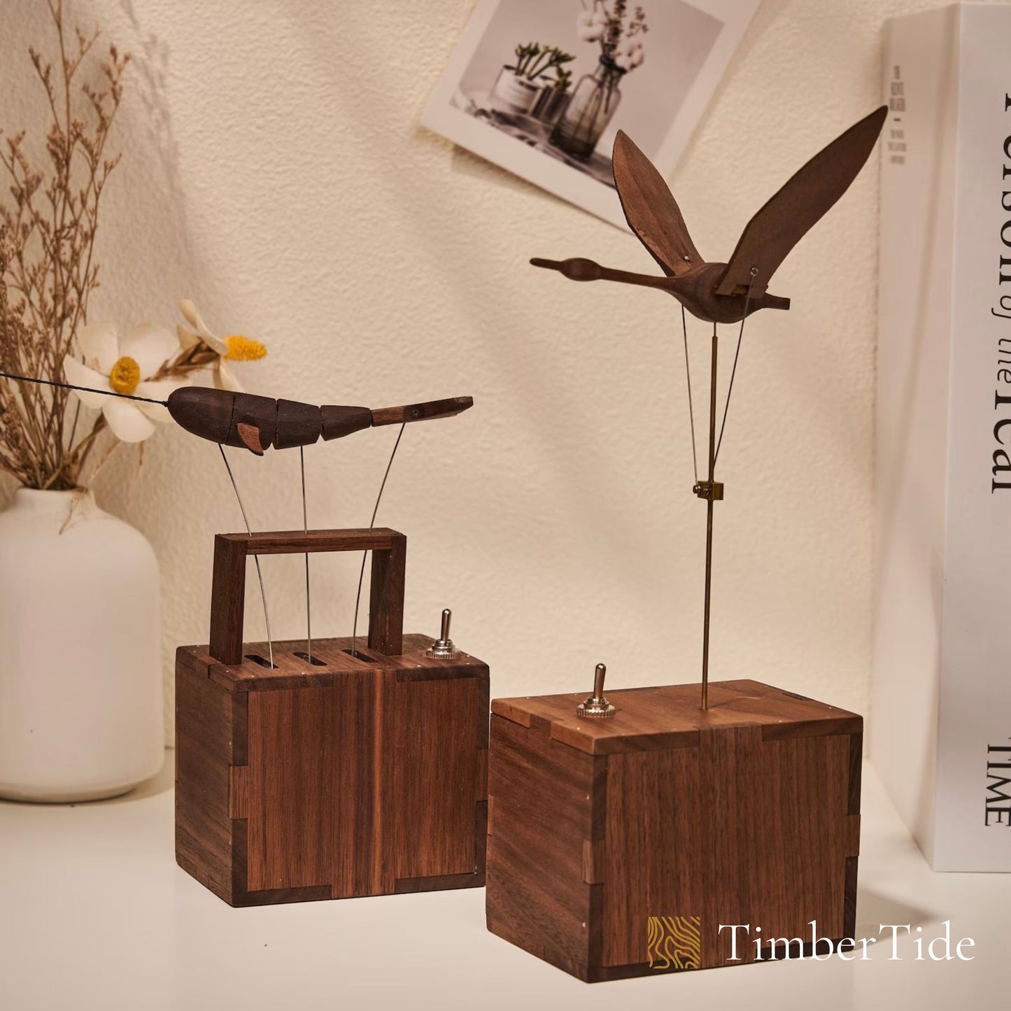 Handcrafted Walnut Whale Automaton